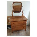 Vintage Mission Style 3 Drawer Dresser with  Swivel Mirror
