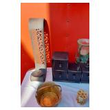 Clock, Plant Portraits, Candle Sconces, Small Desktop Cabinet, Metal Basket and More