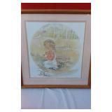 Lot of 3 Limited Edition Signed Barbara Boyer Untiedt Framed Art: Monday Morning, Hollyhock Dolls, Dandelion Time