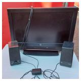Small TV and Rocketfish Speakers