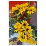 Wicker Cornucopia, Faux Sunflowers and Other Decor