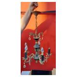 Vintage Brass Chandelier with Crystals - Crystals Not Counted