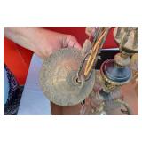 Vintage Brass Chandelier with Crystals - Crystals Not Counted