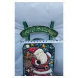 Holiday Decor including Santa Wall Hanging Sled and Sleigh with Pinecones