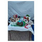 Lot of Christmas Decorations and Lights including Mini String Lights, Holiday Frames, and Decorative Items