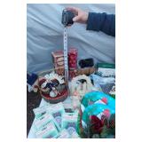 Lot of Christmas Decorations and Lights including Mini String Lights, Holiday Frames, and Decorative Items