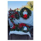 Holiday Wreaths and Decorations including Garland and Tablecloths