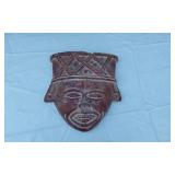 Ceramic Tribal Wall Mask with Geometric Pattern