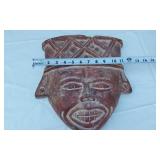 Ceramic Tribal Wall Mask with Geometric Pattern