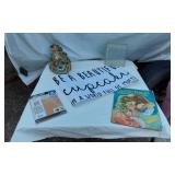 Be a Beautiful Cupcake Sign, Favorite Prayers Book, Paper Stencils, Decorative Village Water Globe, Glass Block