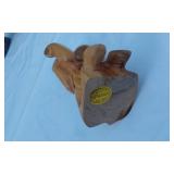 Lot of Decorative Items Including Gold Vase with Ivy, White Bird Sculpture, Stone Fountain, and Wood Carving