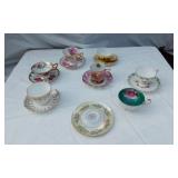 Lot of Vintage Teacups and Saucers including Royal Halsey and Roslyn