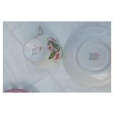 Lot of Vintage Teacups and Saucers including Royal Halsey and Roslyn