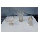 Crystal Glassware including Vase, Compote, and Decanter