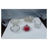 Lot of Glassware and Crystal Items including Bowls and Covered Dish