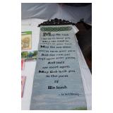 Lot of Miscellaneous Household and Decorative Items including Irish Blessing Wall Hanging, Greeting Cards, and Garden Decor