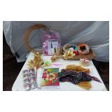 Craft Supplies Set including Gold Wreath, Ribbon, and Decorative Items