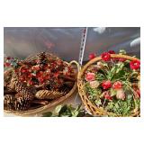 Lot of Decorative Items Featuring Pine Cones and Faux Flowers