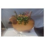 Ram Shaped Planter with Vegetation and Decor