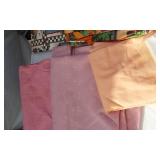 Lot of Tablecloths and Linens including DesignWare Plastic Tablecover, Various Patterns, and Colors
