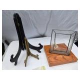 Lot of Plate Display Stands and Glass Picture Frame
