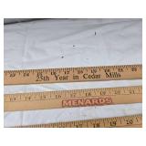 Lot of Wooden Yardsticks Including Petersen Service Center, Menards, and Craftmasters