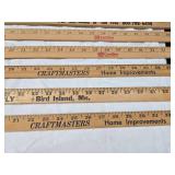 Lot of Wooden Yardsticks Including Petersen Service Center, Menards, and Craftmasters