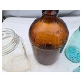 Glass Jars and Bottle Collection including Hi-lex Gallon Jug and Ball Mason Jars