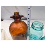 Glass Jars and Bottle Collection including Hi-lex Gallon Jug and Ball Mason Jars