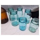 Glass Jars and Bottle Collection including Hi-lex Gallon Jug and Ball Mason Jars