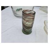 Large Vase, Decorative Plates, and Swirled Glass Tumbler