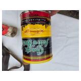 Assorted Household and Craft Items including Reading Glasses, Fabric Roll, Coffee Can, Storage Bags, and More