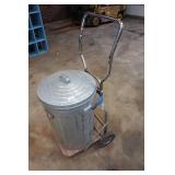 Metal Trash Can on Hand Cart