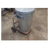 Metal Trash Can on Hand Cart