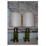 MCM Green Glass Table Lamps