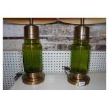 MCM Green Glass Table Lamps