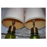MCM Green Glass Table Lamps