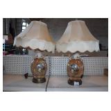 Pair of Painted Glass Lamps