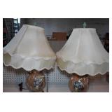 Pair of Painted Glass Lamps