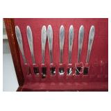 1847 Rogers Bros Silhouette Flatware in Wood Case plus Knife Set