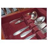 1847 Rogers Bros Silhouette Flatware in Wood Case plus Knife Set