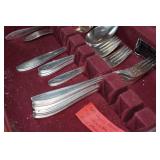 1847 Rogers Bros Silhouette Flatware in Wood Case plus Knife Set