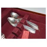 1847 Rogers Bros Silhouette Flatware in Wood Case plus Knife Set