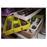 Assorted Housewares - Pots and Pans, Antique Glassware, Cutlery, Flatware, Jerky Maker