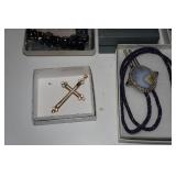 Assorted Jewelry in Gift Boxes - Bolo Tie, Pendants, Earrings