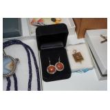Assorted Jewelry in Gift Boxes - Bolo Tie, Pendants, Earrings