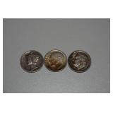 US Silver Dime Coins - Roosevelt, Mercury