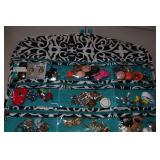 Hanging Jewelry Organizer with Earrings and Brooches