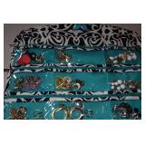 Hanging Jewelry Organizer with Earrings and Brooches