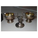 Sterling Silver Pieces - Tray, Candlestick, Ring